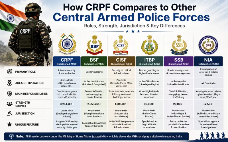 how crpf compares to other central armed police forces